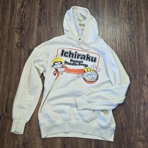 2002 Naruto Shippuden Ichiraku Ramen Hoodie Mens Large Anime Pullover in cream